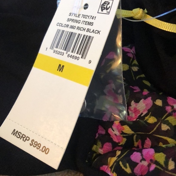 CECE Womens Black Styling Floral Short Sleeve Crew Neck Short Shift Dress Medium - Picture 4 of 4